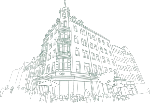 Gebäude-Silhouette Standort Flensburg-Südermarkt
